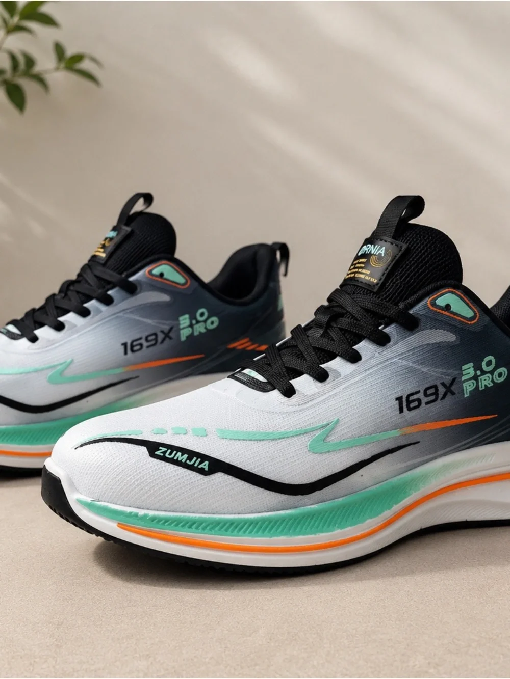 Amazon White Black Teal Orange Men's Sneakers